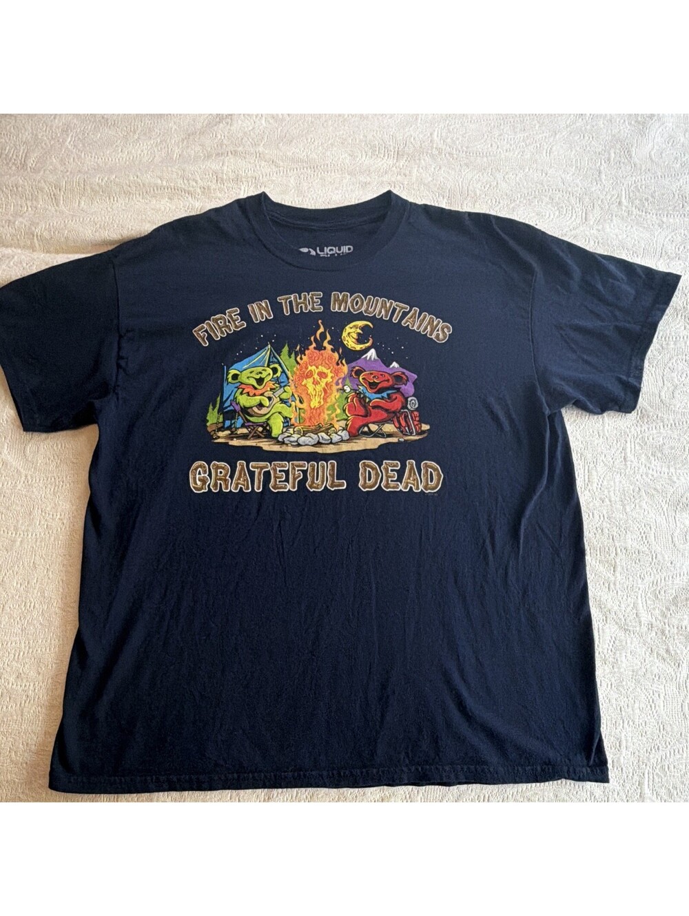 Liquid Blue Grateful Dead Fire in the Mountains Graphic T-Shirt Navy Blue XL